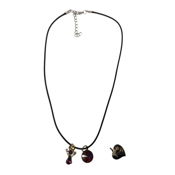 Jewelry - 3 Vintage Pendants/Charms with Necklace (Heart, Angel and Circle Pendant)